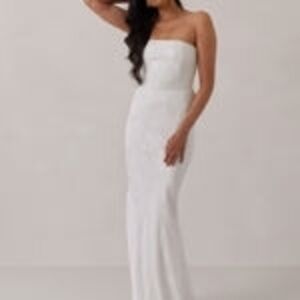 Strapless White Evening Gown